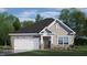 One-story house with stone and shingle accents, two-car garage, and landscaped lawn at 1117 Middlecrest Dr, Rocky Mount, NC 27804