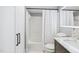 Clean bathroom with a shower/tub combo and marble vanity at 1535 Caraleigh Mills Ct # 221, Raleigh, NC 27603