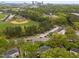 Scenic aerial view showing community amenities surrounded by lush greenery and city skyline at 1621 Sutton Dr, Raleigh, NC 27605