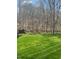 The level backyard showcases a backdrop of mature trees and a privacy fence for peaceful outdoor enjoyment at 1126 Trailwood Dr, Raleigh, NC 27606
