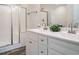 Bathroom with double vanity, shower, and separate tub at 3050 Bennett Siler City Rd, Bennett, NC 27208