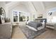 Spacious bedroom with vaulted ceilings, large windows, and modern furnishings at 4005 Brevard Pl, Raleigh, NC 27609