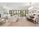 Open-concept living and dining area with wood floors, stylish furnishings, and natural light at 4005 Brevard Pl, Raleigh, NC 27609
