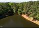 Aerial view of a tranquil lakefront property at 10305 Old Creedmoor Rd, Raleigh, NC 27613