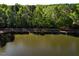 Aerial view of lakefront property with tree-lined shoreline at 10305 Old Creedmoor Rd, Raleigh, NC 27613