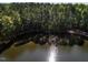 An aerial view of a peaceful lakefront property at 10305 Old Creedmoor Rd, Raleigh, NC 27613