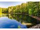 Peaceful lake view with lush green trees and tranquil waters at 10305 Old Creedmoor Rd, Raleigh, NC 27613