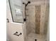 Updated walk-in shower with tile surround and built-in shelving at 123 Brannigan Pl, Cary, NC 27511