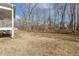 Wide backyard features ample space for outdoor activities, partially wooded for additional privacy at 221 Old Hickory Dr, Raleigh, NC 27603