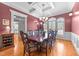 Formal dining room with hardwood floors and a chandelier at 255 Dupree Rd, Willow Springs, NC 27592