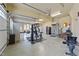Spacious garage converted to a home gym with equipment at 255 Dupree Rd, Willow Springs, NC 27592