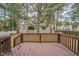 Wooden deck overlooking a fenced backyard with trees at 3124 Gross Ave, Wake Forest, NC 27587