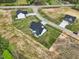 An aerial view of a newly constructed neighborhood, showcasing modern homes and neatly landscaped yards at 38 Hewitt Woods Dr, Clayton, NC 27527