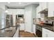 Modern kitchen with white cabinets, granite countertops, and stainless steel appliances at 1009 Santiago St, Durham, NC 27703