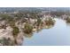 Aerial view of lakefront property, showcasing the neighborhood and waterfront at 101 Monterey Ln, Durham, NC 27713