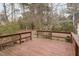 Wooden deck overlooking a private backyard with trees and landscaping at 101 Monterey Ln, Durham, NC 27713