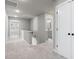 Upstairs hallway with grey carpet and access to bedrooms and bathroom at 2112 Stanchion St, Haw River, NC 27258