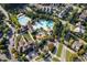 Aerial view of community pool with water features at 213 Quarter Gate Trace, Chapel Hill, NC 27516