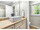 Modern bathroom with a vessel sink and wood vanity at , Raleigh, NC 27604