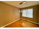 Dining room with hardwood floors and a modern light fixture at 2923 Mckinney St, Burlington, NC 27217