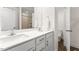 Bathroom with double vanity, quartz countertop, and a large shower at 6213 Taylor Rd, Wendell, NC 27591