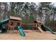 Fun-filled playground with multiple slides and play structures for enjoyment at 7416 Capulin Crest Dr, Apex, NC 27539