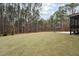 Large backyard with lush lawn and wooded area in the background at 1205 Smith Creek Way, Wake Forest, NC 27587