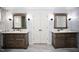 Double vanity bathroom with a stylish design and modern fixtures at 128 Bruce Dr, Cary, NC 27511