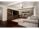 Living room with L-shaped sofa and built-in shelving at 128 Bruce Dr, Cary, NC 27511