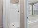 Clean shower with white tile surround at 2817 Hiking Trl, Raleigh, NC 27615