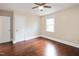 Bedroom with hardwood floors, ceiling fan and closet at 316 S Oakwood Dr, Rocky Mount, NC 27801