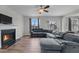 Living room with sectional sofa and fireplace at 655 Hawksbill Dr, Franklinton, NC 27525