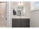Small bathroom with a vanity, sink, and a shower at 1141 Logperch Way, Wendell, NC 27591