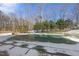 Inground pool with cover; winter view with snow at 12016 Pembridge Ln, Raleigh, NC 27613