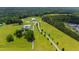 Expansive aerial view showcasing the estate's grounds, featuring lush greenery and a large residence at 14425 Nc-96 N Hwy, Zebulon, NC 27597