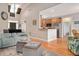 Open floor plan with a kitchen island and a view of the living area at 1704 Little Drake Ave, Willow Springs, NC 27592
