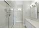 Clean bathroom, featuring a walk-in shower and tiled floors at 200 S Dawson St # 406, Raleigh, NC 27601