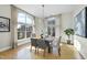 Elegant dining room with hardwood floors and a chandelier, offering city views at 200 S Dawson St # 406, Raleigh, NC 27601
