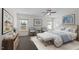 Light filled main bedroom with neutral color palette, modern furnishings, and ample space at 256 Barbour Farm Ln, Four Oaks, NC 27524
