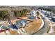 Aerial view of house and surrounding neighborhood; showcasing the property's location at 467 Joseph Alexander Dr, Fuquay Varina, NC 27526