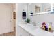 Bathroom vanity with a quartz countertop and modern fixtures at 1309 Hudson Ave # D11, Durham, NC 27705