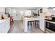 Modern kitchen with white cabinets and breakfast bar at 1309 Hudson Ave # D11, Durham, NC 27705