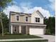 New two-story home featuring stone accents, a two-car garage, and a well-maintained green lawn at 156 Babbling Brook Dr, Clayton, NC 27520