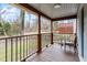 Outdoor living space featuring a covered back porch overlooking the backyard at 1606 James St, Durham, NC 27707