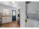 Modern kitchen with butcher block countertops, stainless steel appliances, and white cabinets at 1606 James St, Durham, NC 27707