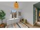 Charming room with built-in window seat and playful rug at 2201 Millbank Village Ct # 101, Raleigh, NC 27610