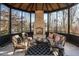 Cozy gazebo interior with fireplace, comfortable seating, and elegant decor for relaxation at 32602 Archdale, Chapel Hill, NC 27517