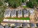 An aerial view of new construction homes with landscaped yards and modern architectural design at 5041 Lundy Dr # 101, Raleigh, NC 27606