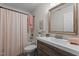 Clean bathroom with a tub shower combo and updated vanity at 5088 Christian Light Rd, Fuquay Varina, NC 27526