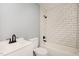 Clean bathroom with white subway tile and modern fixtures at 513 Woods St, Durham, NC 27703